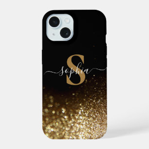Eleganter, glitzernder monogrammierter Name iPhone 15 Hülle