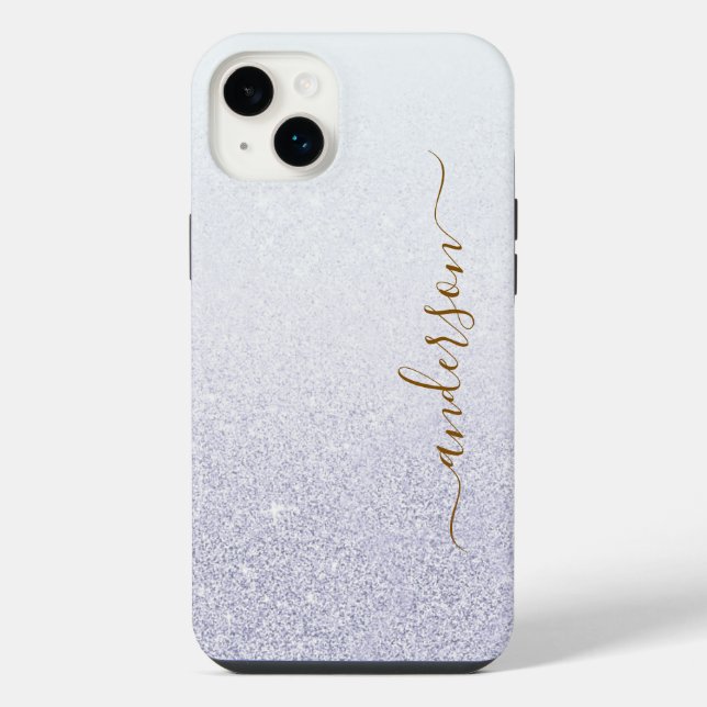 Eleganter, glitzernder monogrammierter Name iPhone Hülle (Rückseite)