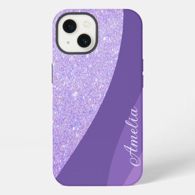 Eleganter, glitzernder monogrammierter Name iPhone Hülle (Rückseite)