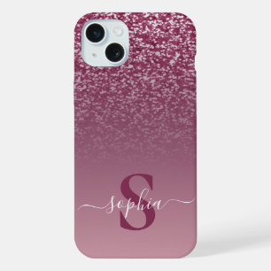 Eleganter, glitzernder monogrammierter Name iPhone 15 Plus Hülle