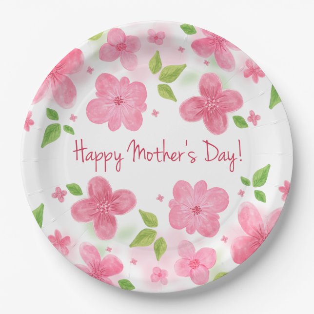 Eleganter glücklicher mit BlumenPappteller der Pappteller (Vorderseite)