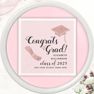 Eleganter Glückwunsch Grad 2025 Rosa Abschluss Serviette