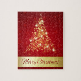 Eleganter glühender fröhlicher Weihnachtsbaum Puzzle