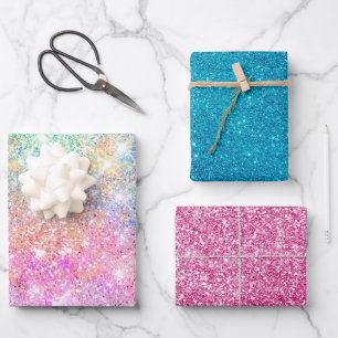 Eleganter gmädchenhafter eineisiger Regenbogen Geschenkpapier Set