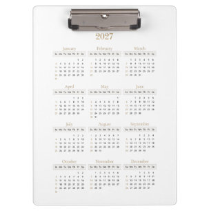 Eleganter Gold 2027 Kalender Jeder Hintergrundfa Klemmbrett