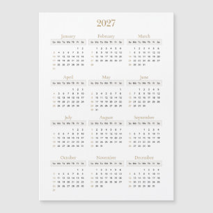 Eleganter Gold 2027 Kalender Jeder Hintergrundfa Magnetkarte