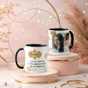 Eleganter Gold-Antrag-Becher - "Willst du mich hei Tasse