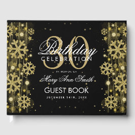 Eleganter Gold Black 30. Geburtstag Winter Glitzer Gästebuch