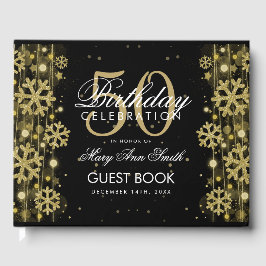 Eleganter Gold Black 50. Geburtstag Winter Glitzer Gästebuch