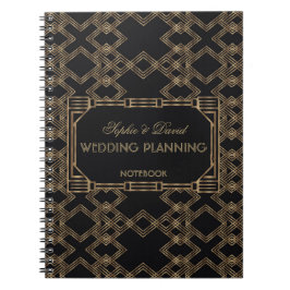 Eleganter Gold Black Great Gatsby Hochzeitsplaner Notizblock
