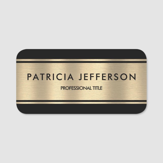 Eleganter Gold & Black Luxus: Stil und Raffinement Namensschild (Vorderseite)