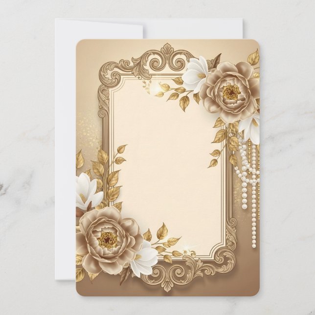 Eleganter Gold-Blumenrahmen mit Perlenakzenten (Vorderseite)