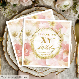 Eleganter Gold Blush 80 Geburtstag Napkins Custom  Serviette