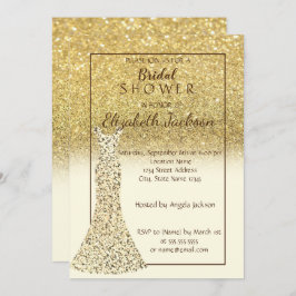 Eleganter Gold Bokeh Glitzer, Dress Brautparty Einladung