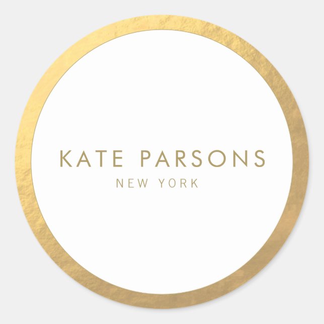 Eleganter Gold Border Classic Round Sticker (Vorderseite)