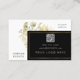 Eleganter Gold Border Wildblume QR CODE Visitenkarte