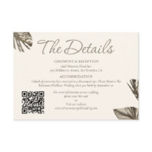 Eleganter Gold Botanischer QR Code Hochzeit der De