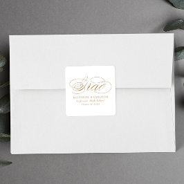 Eleganter Gold Calligraphy Abschluss Quadratischer Aufkleber