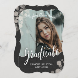 Eleganter Gold Calligraphy Foto Abschluss Einladung