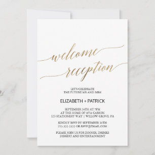 Eleganter Gold Calligraphy Welcome Empfang Einladung