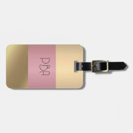 Eleganter Gold Chopper Rosa Metallischer Monogramm Gepäckanhänger