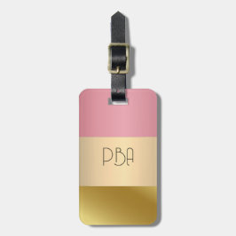Eleganter Gold Chopper Rosa Metallischer Monogramm Gepäckanhänger
