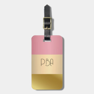 Eleganter Gold Chopper Rosa Metallischer Monogramm Gepäckanhänger
