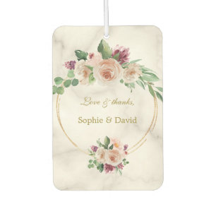 Eleganter Gold Classic Blue Floral Geburtstag Autolufterfrischer