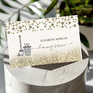 Eleganter Gold Confetti Haushaltshilfe Reinigung G Visitenkarte