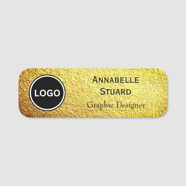 Eleganter Gold Corporate Mitarbeiter Namensschild (Vorderseite)
