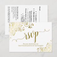 Eleganter Gold Curls & Calligraphy Wedding QR Code