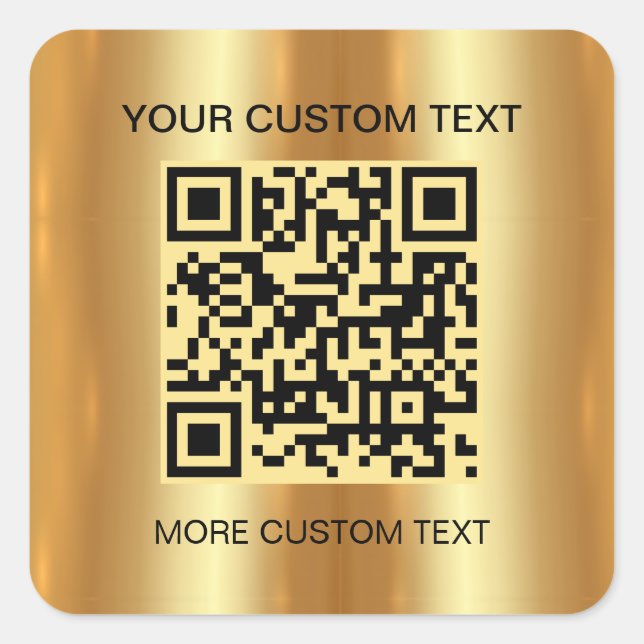 Eleganter Gold Custom Template Scannable QR Code Quadratischer Aufkleber (Vorderseite)
