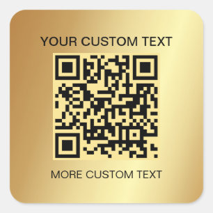 Eleganter Gold Custom Template Scannable QR Code Quadratischer Aufkleber