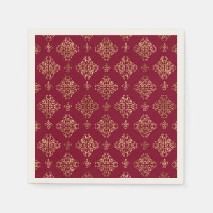 Eleganter Gold Damask auf Burgundy Paper Serviette