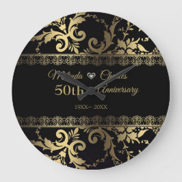 Eleganter Gold Damask und Spitze Große Wanduhr