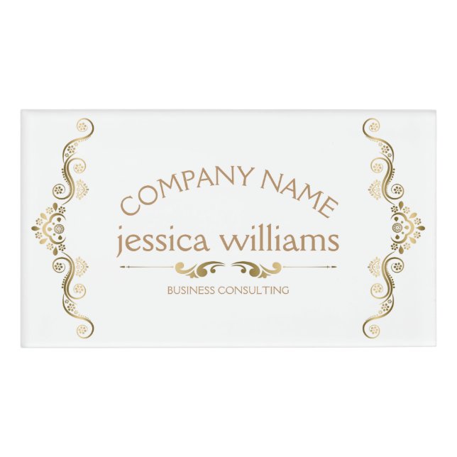 Eleganter Gold-Dekorationsrahmen Namenschild (Vorderseite)