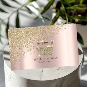 Eleganter Gold-Diamant-Besenschrank-Mädchen-Reinig Visitenkarte