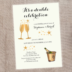 Eleganter Gold Double Celebration Joint Geburtstag Einladung