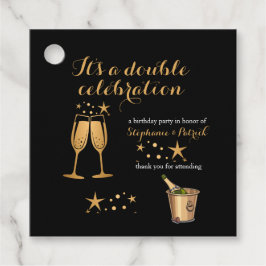Eleganter Gold Double Celebration Joint Geburtstag Geschenkanhänger