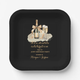 Eleganter Gold Double Celebration Joint Geburtstag Pappteller