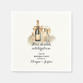Eleganter Gold Double Celebration Joint Geburtstag Serviette