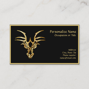 Eleganter Gold Dragon Head auf Black Business Card Visitenkarte