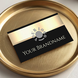 Eleganter Gold-Effekt Schwarz-Logo-Berufliche Visitenkarte