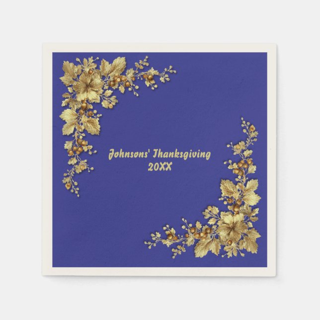 Eleganter Gold Erntedank Serviette (Vorderseite)