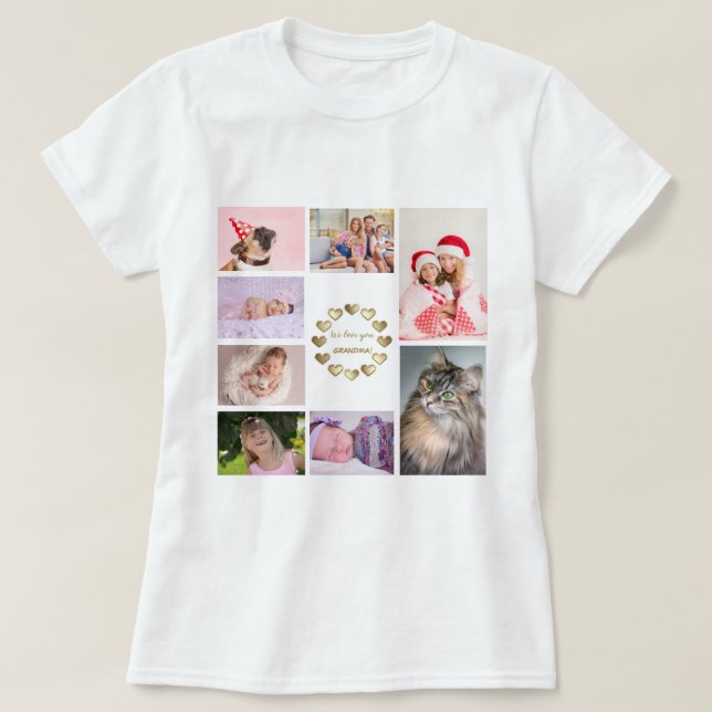 Eleganter Gold Family Foto Collage Muttertag T-Shirt (Design vorne)