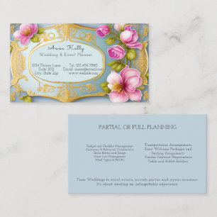 Eleganter Gold-Filigran-Rosé-Hochzeits-Eventplaner Visitenkarte