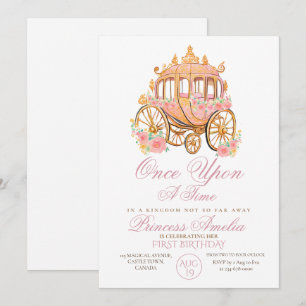 Eleganter Gold Floral Prinzessin 1. Geburtstag Einladung