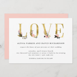 Eleganter Gold Floral Text | Hochzeit von Lieben Einladung