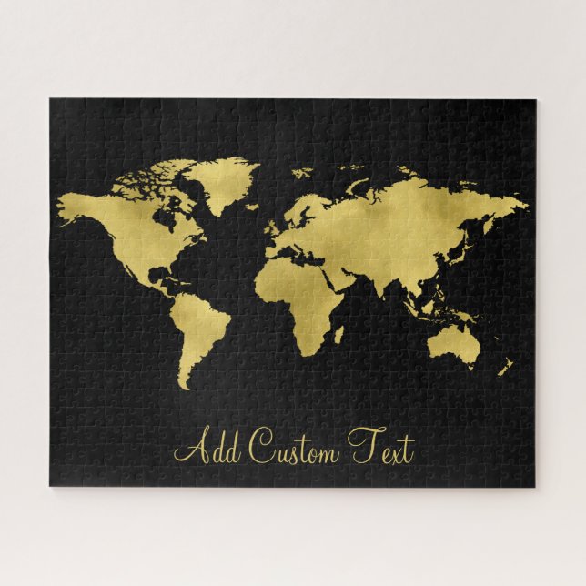 Eleganter Gold Foil World Earth Map Benutzerdefini Puzzle (Horizontal)