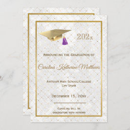 Eleganter Gold Foto Cap Lila Abschluss Ankündigung